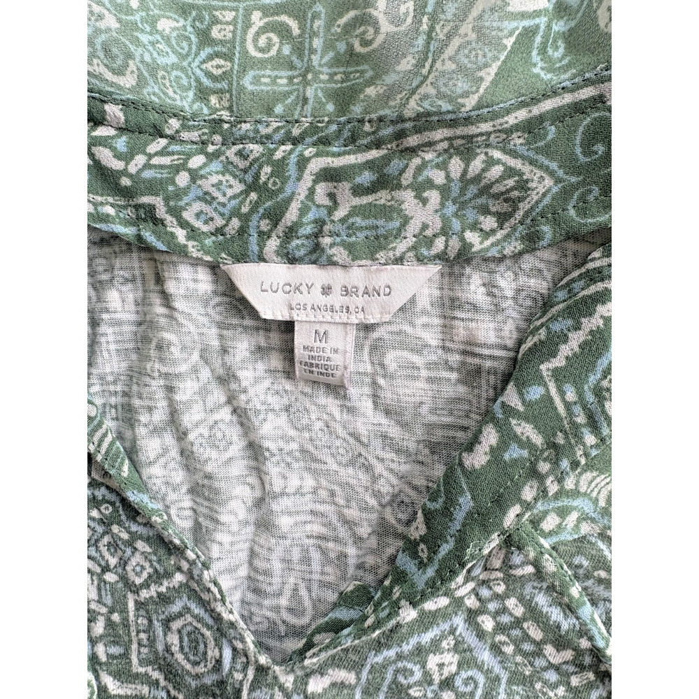Lucky Brand Womens Shirt Size Medium Multicolor Floral Print Tie Front Flowy - Picture 2 of 5